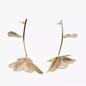 Zara Gold Petal Drop Earrings
